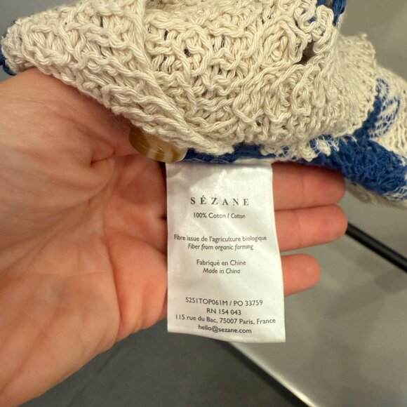 NWOT Sezane Ron Top Ecru / Blue - Size M - Picture 6 of 8